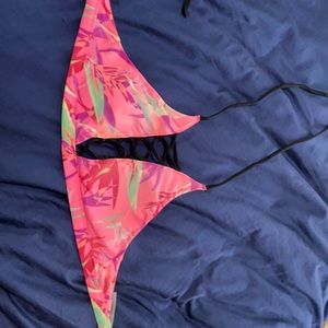 Pink halter bikini top
